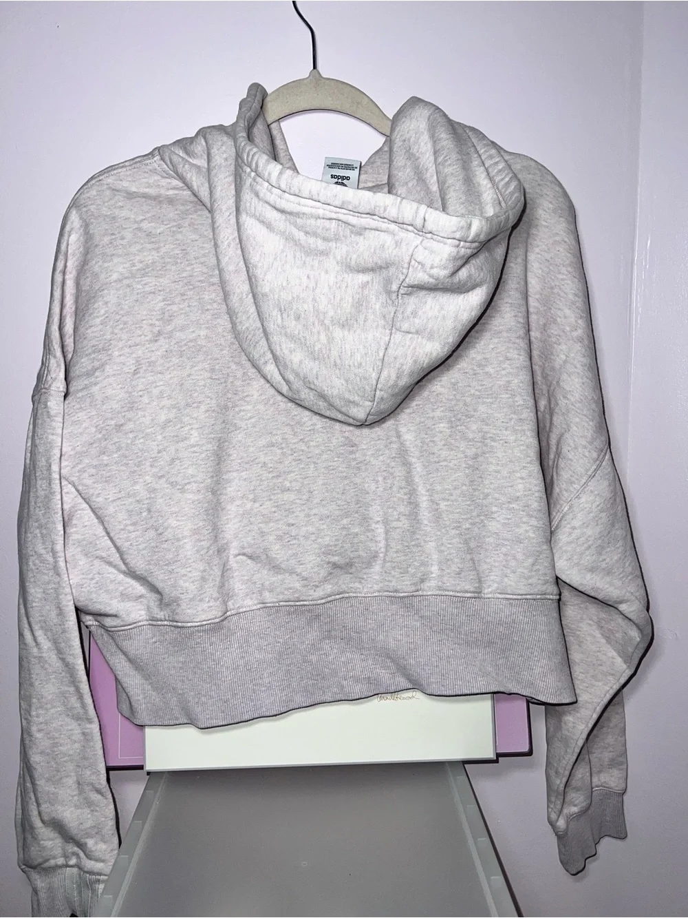 adidas Light Purple Cropped Crewneck Hoodie